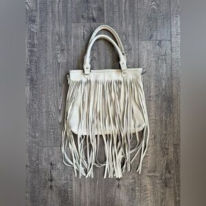 Cut N’ Paste Rustic Leather Boho Large Fringe Bag